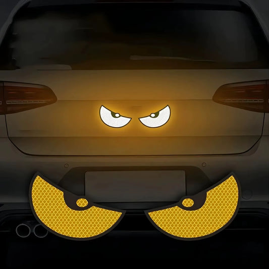 2Pcs Car Reflective Safety Warning Tape Cat Eyes Pattern Night Driving Safety Decals for Auto Truck Motorcycle Reflector Sticker